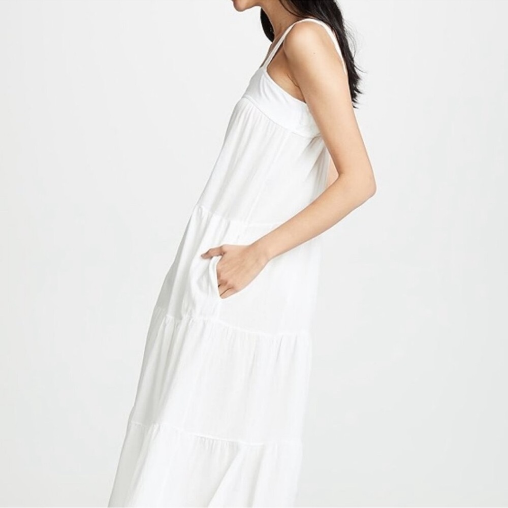 9seed Sayulita White Gauzy Cotton Strappy Tiered Maxi Dress - Picture 3 of 10